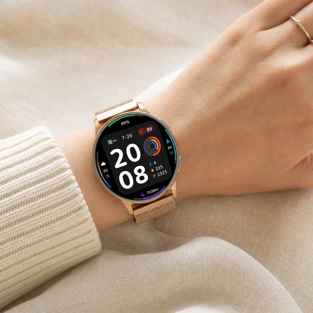 Deal-Fest Grace Damen-Smartwatch, Ansicht von Display und Gehäuse